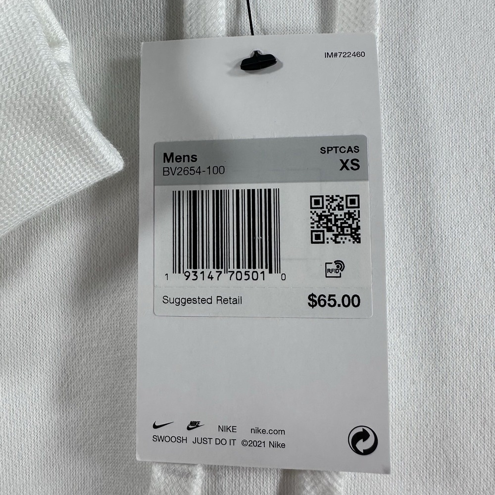 Nike Sportswear Club Fleece Pullover White Hoodie Men's Sz XS (BV2654 100) - Picture 15 of 16